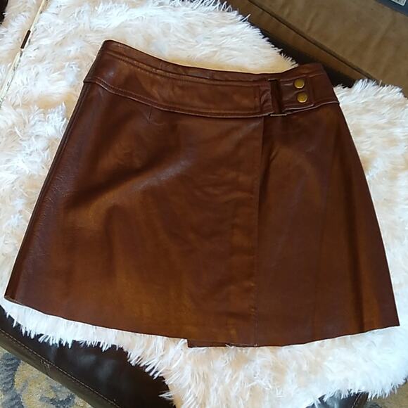 Hugo Buscati Chocolate Wrap Leather Mini Skirt - 2 - Picture 8 of 8